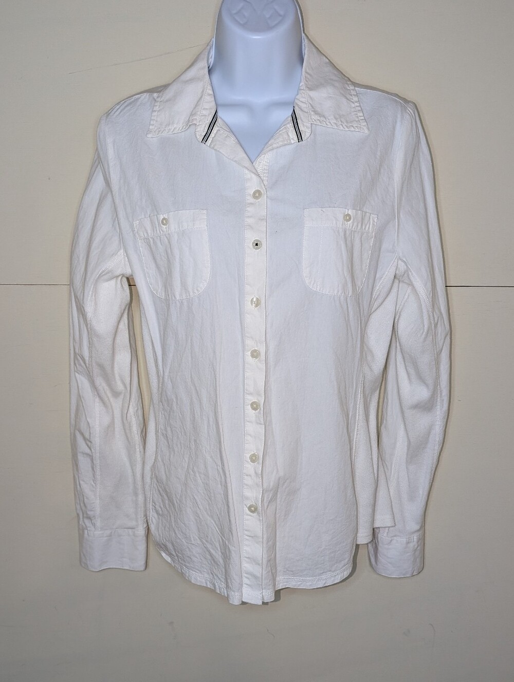 Converse Button Down Long Sleeve Shirt in Off-White